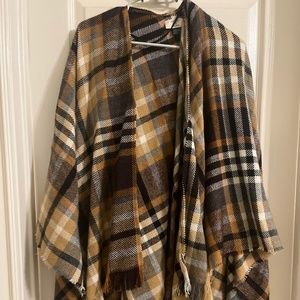 Plaid poncho